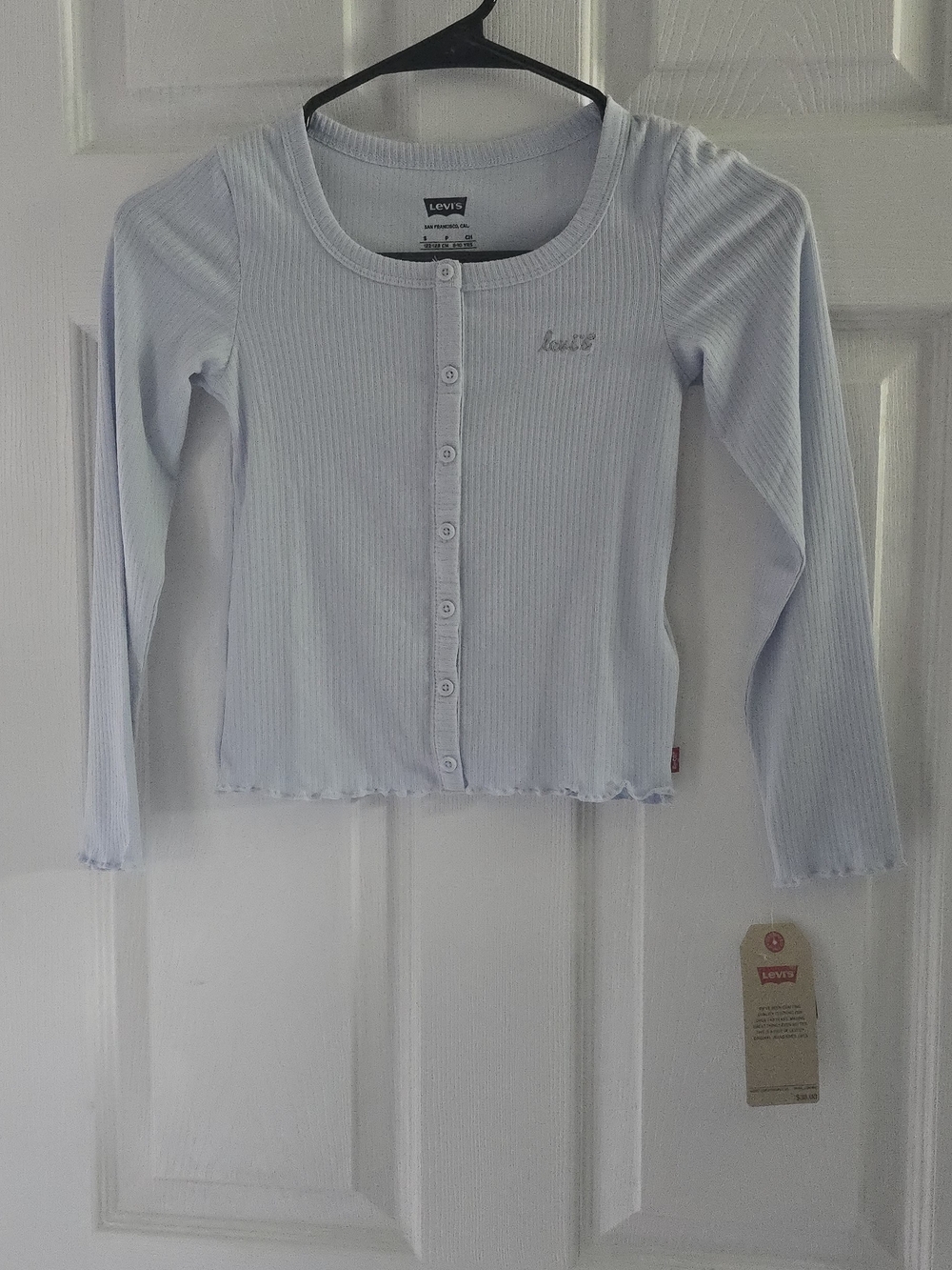 Levi's Light Blue Ribbed Button-Up Top Girls 8-10 Yrs